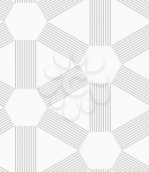 Seamless stylish dotted geometric background. Modern abstract pattern made with dotts. Flat monochrome design.Gray dotted lines forming triangles and hexagons.