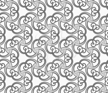 Seamless geometric pattern. Gray abstract geometrical design. Flat monochrome design.Monochrome spirals and stripes.