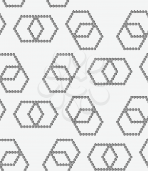Stylish 3d pattern. Background with paper like perforated effect. Geometric design.Perforated paper with hexagons forming infinity shapes.