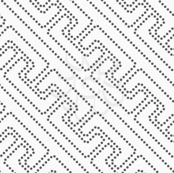 Dotted diagonal fastened square bracketsюSeamless abstract geometric background. Flat monochrome design. Pattern made of gray dots.