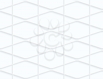 Quilling white paper squished hexagons and triangles.White geometric background. Seamless pattern. 3d cut out of paper effect with realistic shadow.