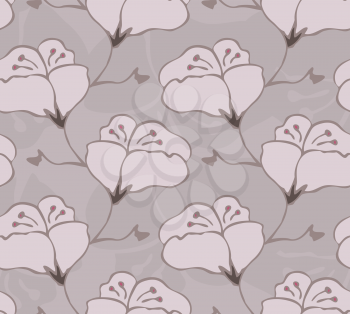 Fabric design flower light brown.Hand drawn with ink seamless background.Floral textile pattern.