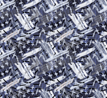Marker hatched blue with crosses.Abstract hand drawn with ink and marker brush seamless background.Textured pattern. 