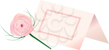 Royalty Free Clipart Image of a Rose and a Place Card