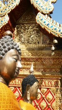 Royalty Free Photo of Buddha Statues and Temple