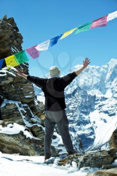 Royalty Free Photo of a Man at Mount Everest Base Camp