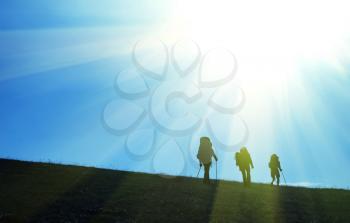 Royalty Free Photo of Silhouettes of Hikers