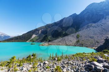 Beautiful turquoise waters of the Joffre lake in Canada