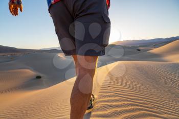 Hike in sand desert