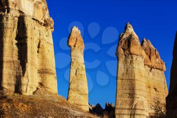 Unusual rock formation in famous Cappadocia, Turkey