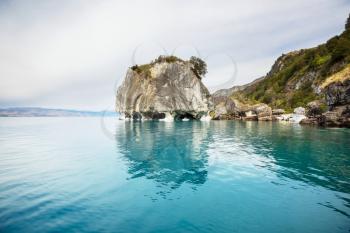 Unusual marble caves on the lake of General Carrera, Patagonia, Chile. Carretera Austral trip.