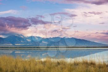 Scenic view of the Great Salt Lake landscape at sunset