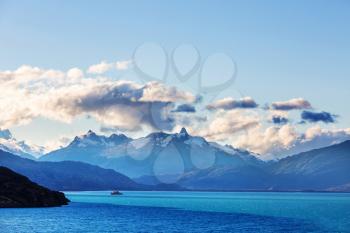 Beautiful mountain landscapes in Patagonia. Mountains lake in Argentina, South America.