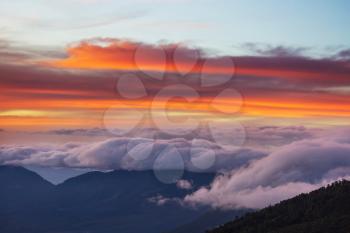 Beautiful volcano in Cerro Verde National Park in El Salvador at sunset