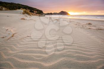 Beautiful landscapes it the Ocean Beach, New Zealand. Inspiring natural and travel background