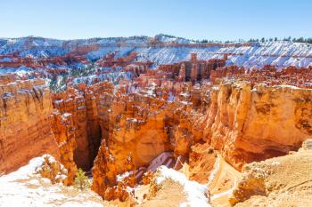 Bryce canyon  with snow in winter season.