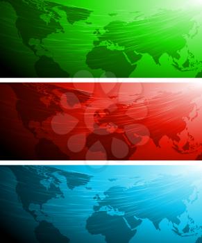 Royalty Free Clipart Image of a Set of World Map Banners