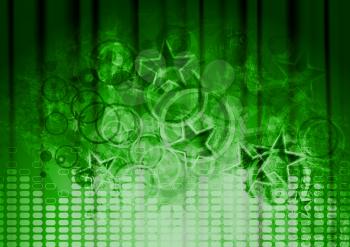 Royalty Free Clipart Image of an Abstract Green Starry Background