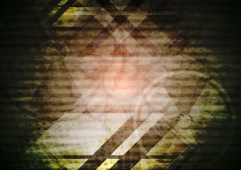 Grunge tech background with nuclear radiation symbol. Vector tech eps 10