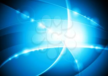 Blue wavy shine background. Vector design eps 10