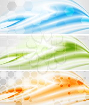 Abstract tech wavy banners. Vector illustration eps 10