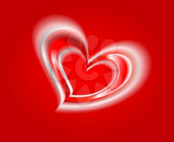 Abstract heart on the red background. Vector design