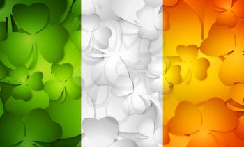 Irish flag made from shamrocks. Vector background
