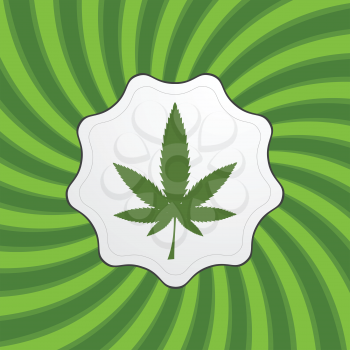 Green retro cannabis design element. Vector icon background