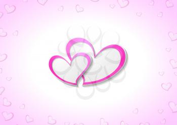Pink hearts abstract Valentine Day background. Vector graphic design