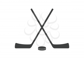 Hockey sticks and puck grey minimal logo design. Vector background