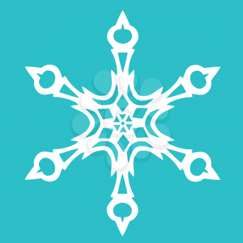Christmas paper snowflake on blue background. Vector illustration