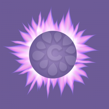 Banner with realistic ultra violet flames