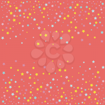 Living coral background with falling stars. Vector illustration.