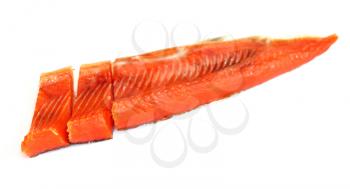 Smoked red fish fillet over white