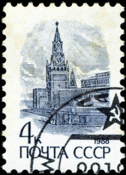 USSR - CIRCA 1988: A stamp printed in the USSR shows Kremlin tower,circa 1988
