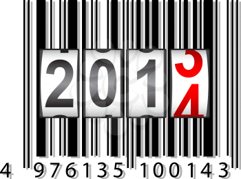 2014 New Year counter, barcode, vector.