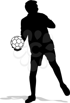 silhouettes of soccer players with the ball. Vector illustration.