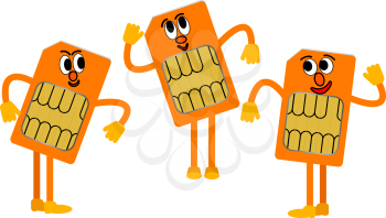 Sim card in the form of little people. Vector illustration.