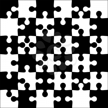 Background black and white jigsaw puzzle.  Vector Illustration