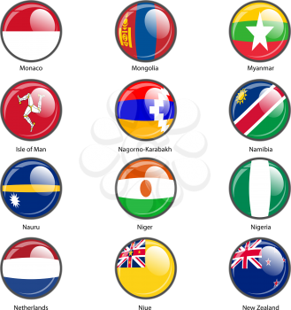 Set circle icon  Flags of world sovereign states. Vector illustration. 