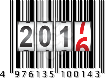 The New Year counter 2017, barcode vector illustration.