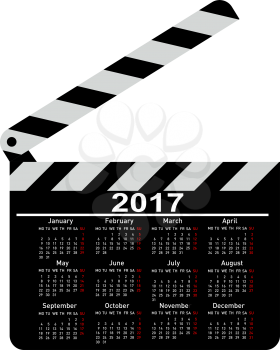 calendar for 2017 movie clapper board Vector Illustration.