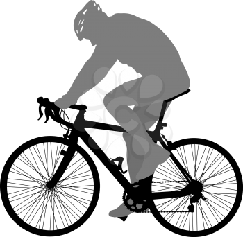 Silhouette of a cyclist male on white background.