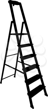 Black silhouette tool staircase on a white background.