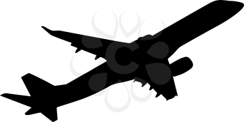 Silhouette passenger aircraft on a white background.
