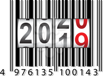 2020 New Year counter, barcode calendar illustration.