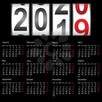 2020 New Year counter, change calendar illustration.