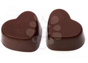 Heart shaped chocolates isolated on white background