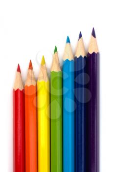 Colour pencils isolated on white  background close up