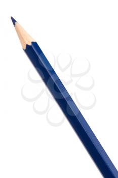 Blue colouring crayon pencil isolated on white background